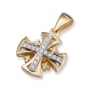 Anbinder Jewelry 14K Yellow Gold and Diamond Splayed Jerusalem Cross Pendant with 21 Diamonds - 1