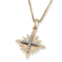 14K White & Yellow Gold Star of Bethlehem Pendant with Diamond Accent Greek Cross - 1