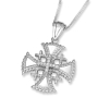 Anbinder 14K White Gold and Diamond ‘Bubble- Textured’ Splayed Jerusalem Cross Pendant - 1