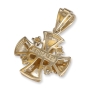 Anbinder Jewelry 14K Yellow Gold and Red & White Enamel Diamond Splayed Jerusalem Cross Pendant with 56 Diamonds - 2