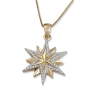 14K Yellow Gold Faceted Star of Bethlehem Pendant with Diamond Border - 1