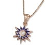 14K Rose Gold and Blue Enamel Star of Bethlehem Pendant with Single Diamond - 1
