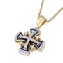Anbinder Jewelry 14K Gold Jerusalem Cross Pendant with Diamonds and Enamel - Color Option - 2