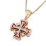 Anbinder Jewelry 14K Gold Jerusalem Cross Pendant with Diamonds and Enamel - Color Option - 5