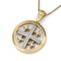 Anbinder Jewelry 14K Yellow Gold Spinning Jerusalem Cross with Blue & White Diamonds  - 2