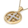 Anbinder Jewelry 14K Yellow Gold Spinning Jerusalem Cross with Blue & White Diamonds  - 3