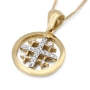 Anbinder Jewelry 14K Gold Spinning Jerusalem Cross Pendant with Diamonds - 3