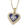 14K Gold and Diamond Jerusalem Cross and Heart Pendant with Blue Enamel and 43 Diamonds  - 3