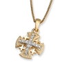 Anbinder Children’s Two-Tone 14K Gold and Diamond Splayed Jerusalem Cross Pendant with Milgrain Border and 13 Diamonds   - 1