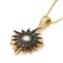 Anbinder Jewelry 14K Yellow Gold Star of Bethlehem Pendant with Black and White Diamonds  - 2