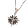 14K Rose Gold Star of Bethlehem Pendant with White & Black Diamonds - 1