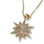 14K Yellow Gold Blue Enamel Star of Bethlehem Pendant with White Gold and Diamond Jerusalem Cross - 2