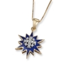14K Yellow Gold Blue Enamel Star of Bethlehem Pendant with White Gold and Diamond Jerusalem Cross - 1