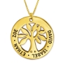 Gold-plated Hebrew/English Name Necklace with Family Tree Design - 1