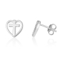 Sterling Silver Heart and Cross Earrings - 1
