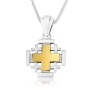 Marina Jewelry Sterling Silver Jerusalem Cross Necklace with Gold Plating - 1