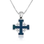 Sterling Silver and Enamel Jerusalem Cross Necklace - 1