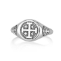Marina Jewelry Sterling Silver Deluxe Jerusalem Cross Signet Ring  - 3