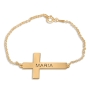Sterling Silver Personalized Cross English/Hebrew Name Bracelet - 2