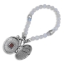 925 Sterling Silver Beaded Opalite Bracelet with Nano Bible Roman Cross Locket - 2