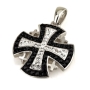 Rhodium Plated Sterling Silver Jerusalem Cross Pendant with Gemstones - 6
