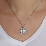 Rhodium Plated Sterling Silver Jerusalem Cross Pendant with Gemstones - 2