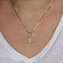 925 Sterling Silver Roman Cross Pendant with Zircon Stones (Choice of Color) - 3