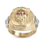 Anbinder Jewelry 14K Gold Lion of Judah Men's Diamond Ring with Ruby Stone - 2