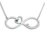 Sterling Silver English/Hebrew Infinity Heart Birthstone Personalized Name Necklace - 1
