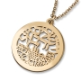 24K Gold-Plated Hebrew “Jerusalem of Gold” Cutout Disk Necklace (Choice of Sizes) - 1