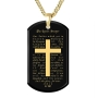 KJV Lord's Prayer and Cross Men's Necklace with 24K Gold Micro-Inscribed Onyx Stone - 1