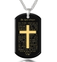KJV Lord's Prayer and Cross Men's Necklace with 24K Gold Micro-Inscribed Onyx Stone - 2