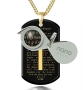 KJV Lord's Prayer and Cross Men's Necklace with 24K Gold Micro-Inscribed Onyx Stone - 5