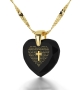 KJV Lord's Prayer and Cross Women's Heart Necklace with 24K Gold Micro-Inscribed Cubic Zirconia - 8