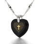 KJV Lord's Prayer and Cross Women's Heart Necklace with 24K Gold Micro-Inscribed Cubic Zirconia - 9