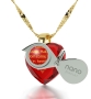 KJV Lord's Prayer and Cross Women's Heart Necklace with 24K Gold Micro-Inscribed Cubic Zirconia - 12