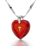 KJV Lord's Prayer and Cross Women's Heart Necklace with 24K Gold Micro-Inscribed Cubic Zirconia - 2