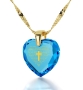 KJV Lord's Prayer and Cross Women's Heart Necklace with 24K Gold Micro-Inscribed Cubic Zirconia - 3