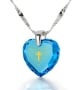 KJV Lord's Prayer and Cross Women's Heart Necklace with 24K Gold Micro-Inscribed Cubic Zirconia - 4