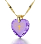KJV Lord's Prayer and Cross Women's Heart Necklace with 24K Gold Micro-Inscribed Cubic Zirconia - 5