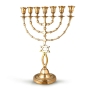 Large Brass 7-Branched Menorah With Grafted-In Design - 2