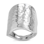 Large Sterling Silver Ring With Hammered Effect - 2