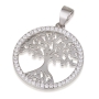 925 Sterling Silver Tree of Life Pendant With Zircon Stones - Rhodium-Plated  - 1