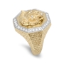 14K Gold Lion of Judah Men's Ring With Halo of White Diamonds - 3