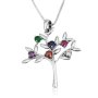 Marina Jewelry 925 Sterling Silver Necklace With Stylish Tree of Life Design and Colorful Crystals - 1