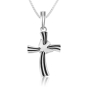 Marina Jewelry 925 Sterling Silver Wavy Cross With Dove of Peace Pendant - 1