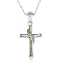 Marina Jewelry Sterling Silver and Gold Plated Trinity Cross Necklace with Beaded Design - 1