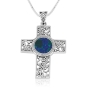 Marina Jewelry Sterling Silver Cross Necklace with Eilat Stone and Filigree Design - 1