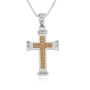 Marina Jewelry Sterling Silver Cross Necklace with Gold Plated Center - 1