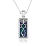 Marina Jewelry Sterling Silver Grafted-In Messianic Seal Necklace with Eilat Stone - 1